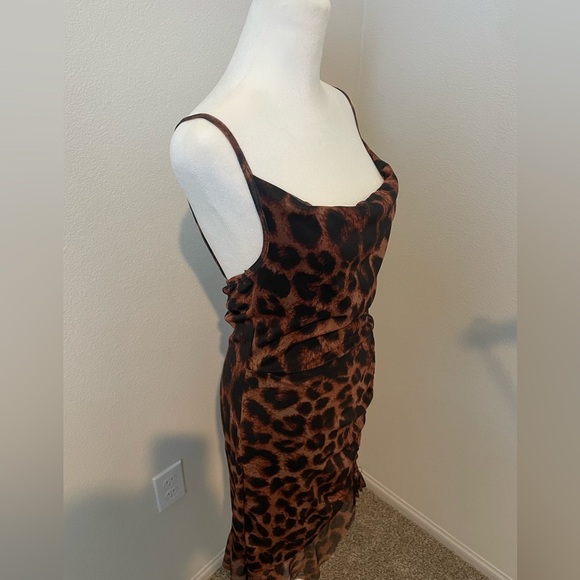 PrettyLittleThing Fiery Black and Orange Dress - Picture 4 of 5